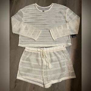 No Boundaries White Crochet Swim Coverup Set